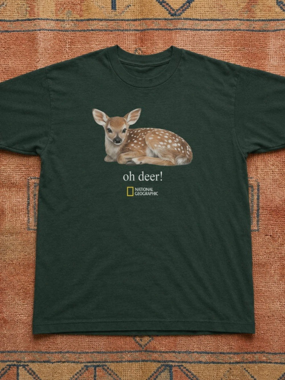National Geographic Oh Deer Forest Green Graphic Tee